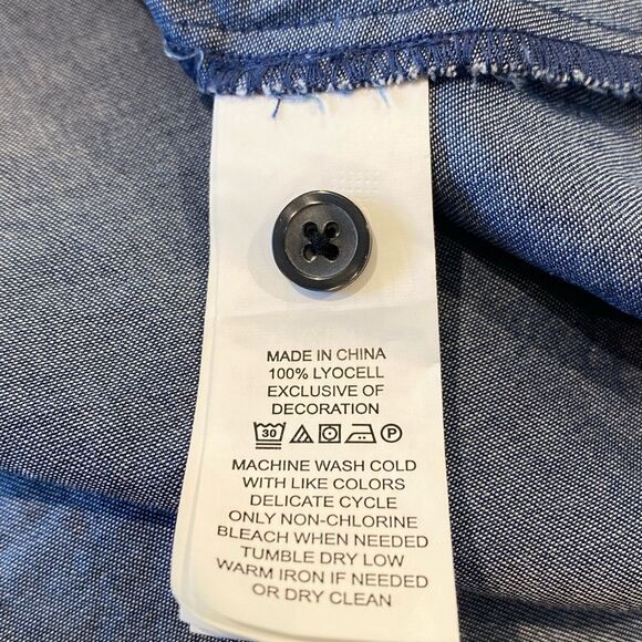 Kate Spade Chambray Embroidered Balloon Sleeve Top Size Medium - Picture 10 of 10